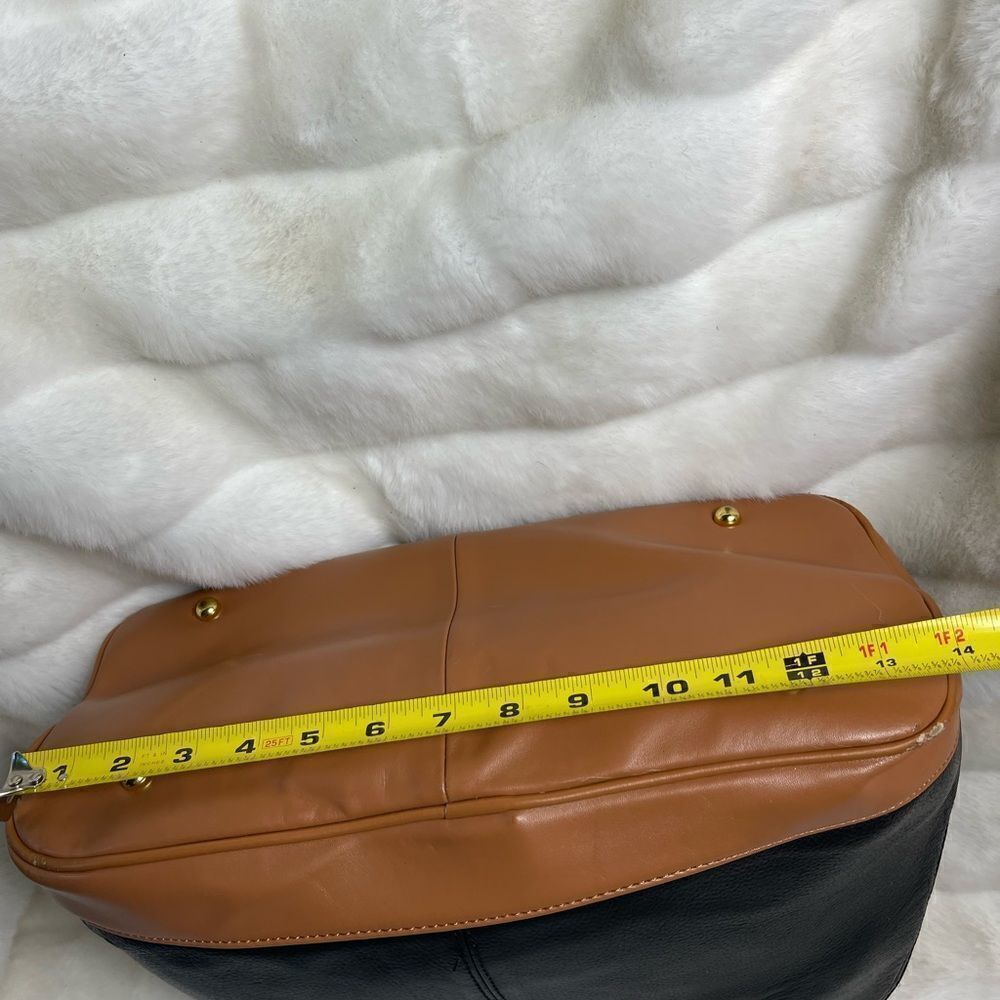 Joy & IMAN faux leather black and brown satchel bag with gold tone accen… - Picture 5 of 11